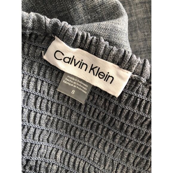 Calvin Klein A-Line Midi Dress Women's Size 8 Short Flutter Sleeve Blue NEW - Picture 6 of 9